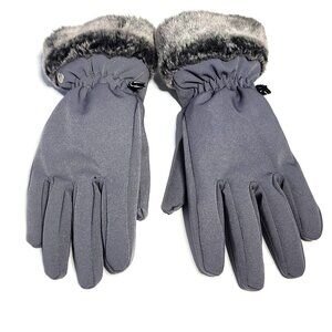 Head gray nylon & faux fur gloves